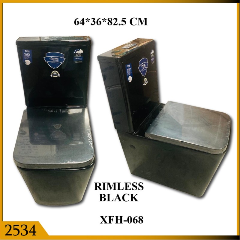 COMMODE 2PC BACK TO WALL SQ BLK (2534)